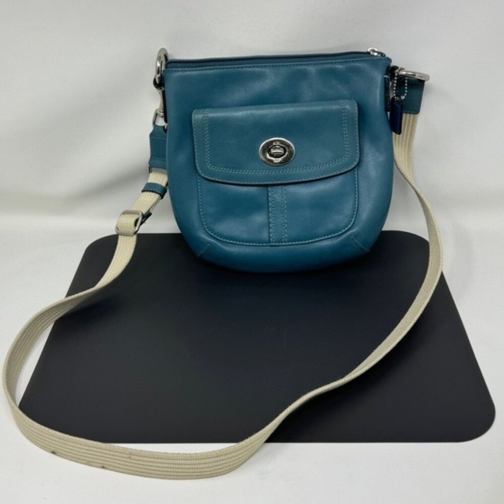 Coach Hamilton blue  Leather Shoulder Bag Crossbody turnlock